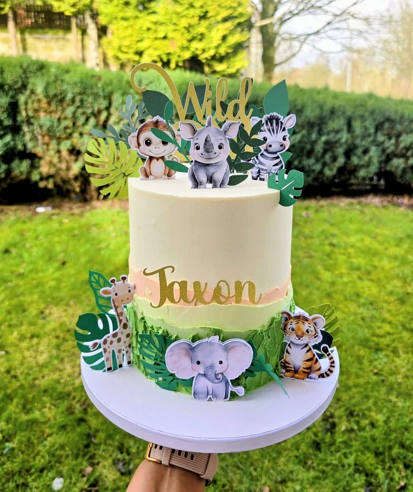 Wild One Safari Cake Charm Set – Jungle Animal Birthday Cake Decorations