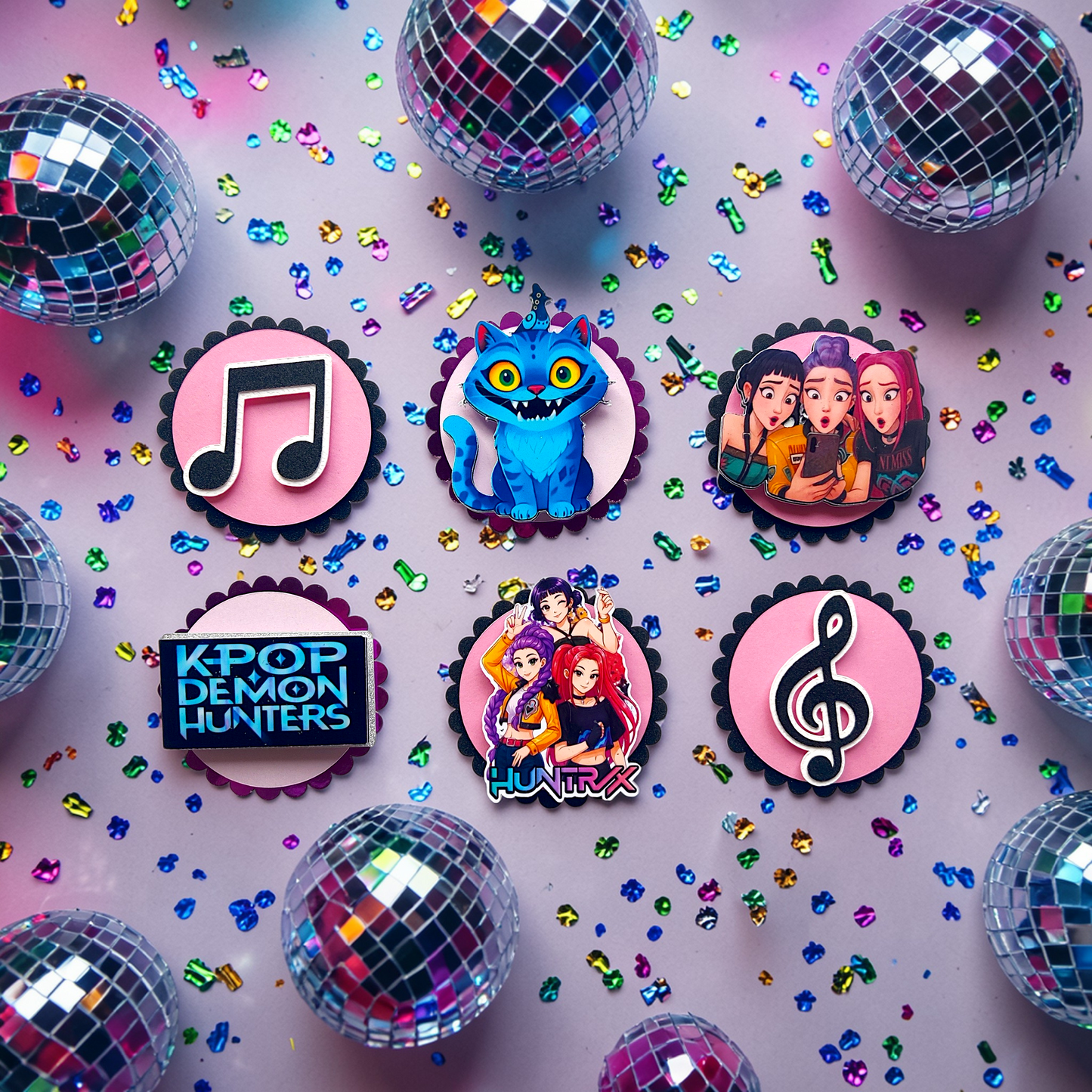 Kpop Demon Cupcake Toppers – Music Theme Party Cupcake Decorations