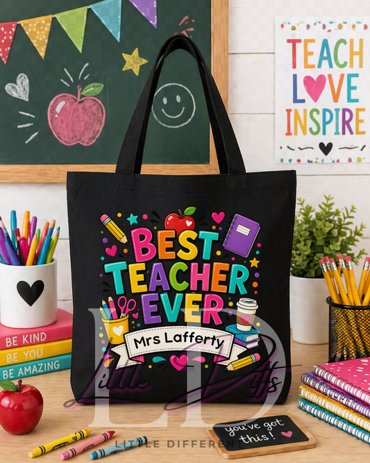 Personalised Best Teacher Ever Tote Bag
