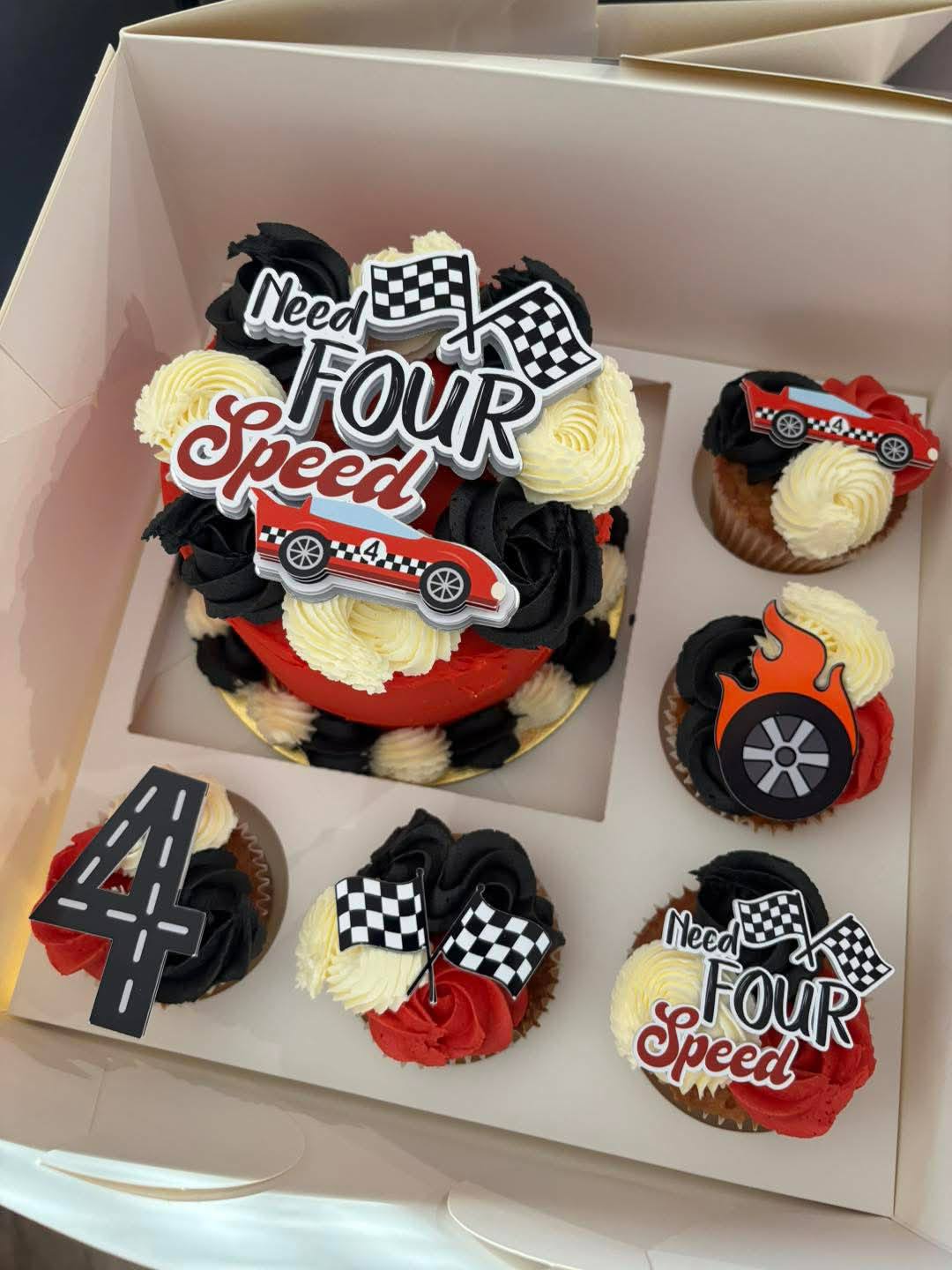 Need Four Speed Cake Topper Set – Race Car Birthday Cake Decorations