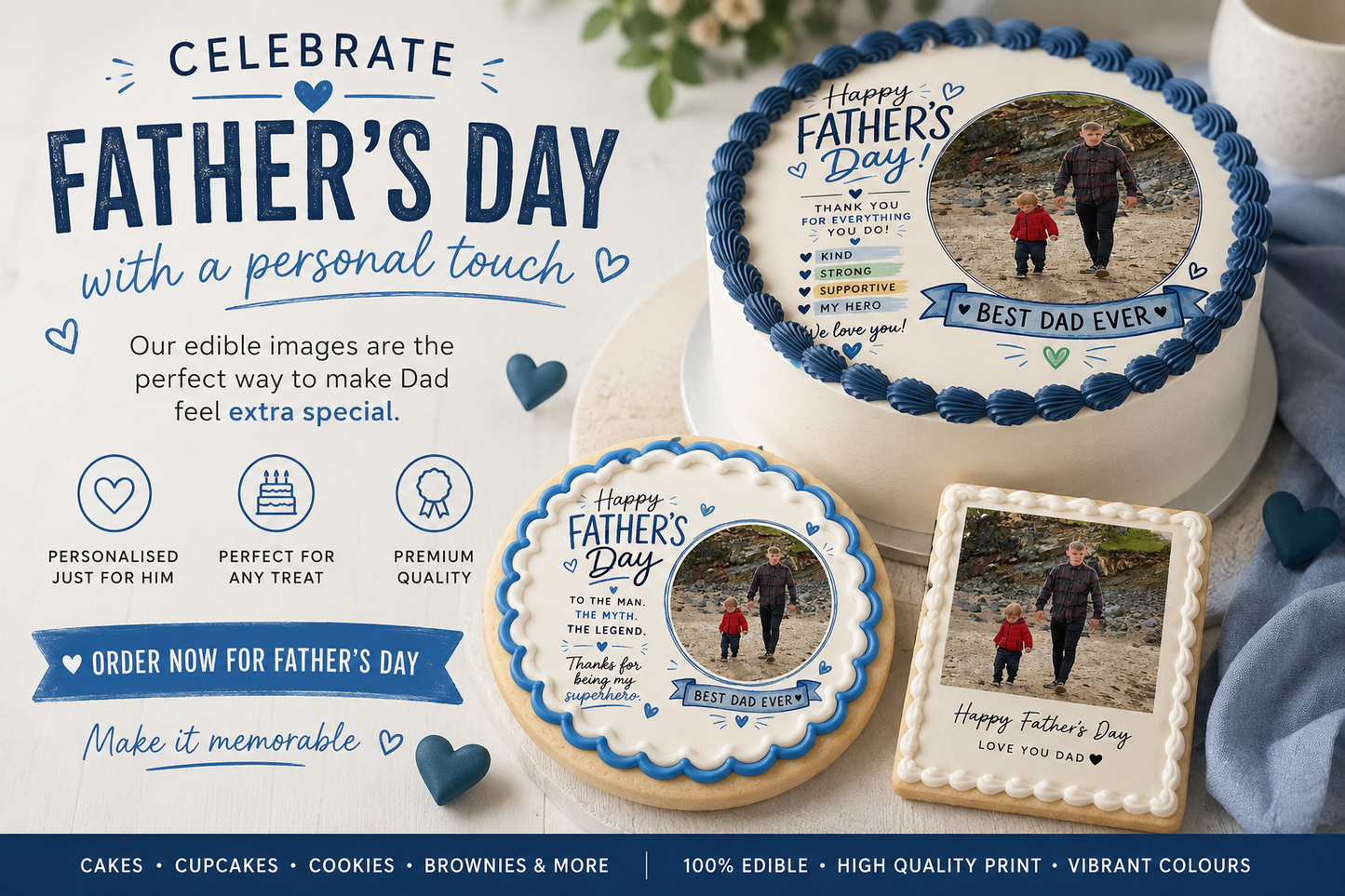 Personalized Father’s Day Edible Image Topper – Custom Photo Cookie & Cake Decoration
