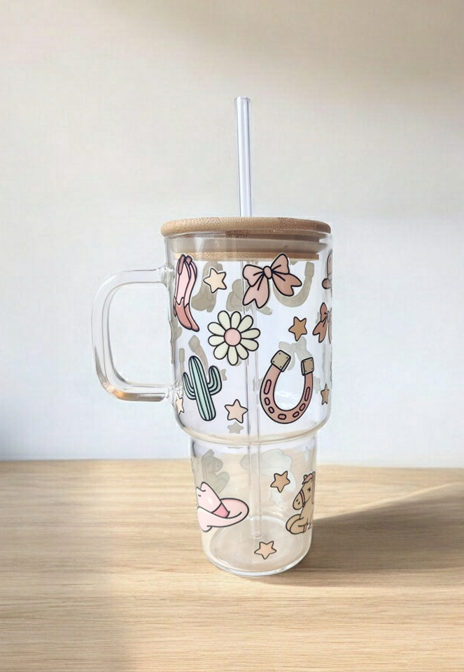 Cowgirl Themed Glass Tumbler