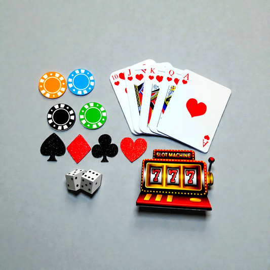 Casino Cake Charm Set | Vegas Theme Cake Decorations | Poker Night Cake Toppers | Casino Birthday Party Cake Charms | Gambling Theme Party Decor