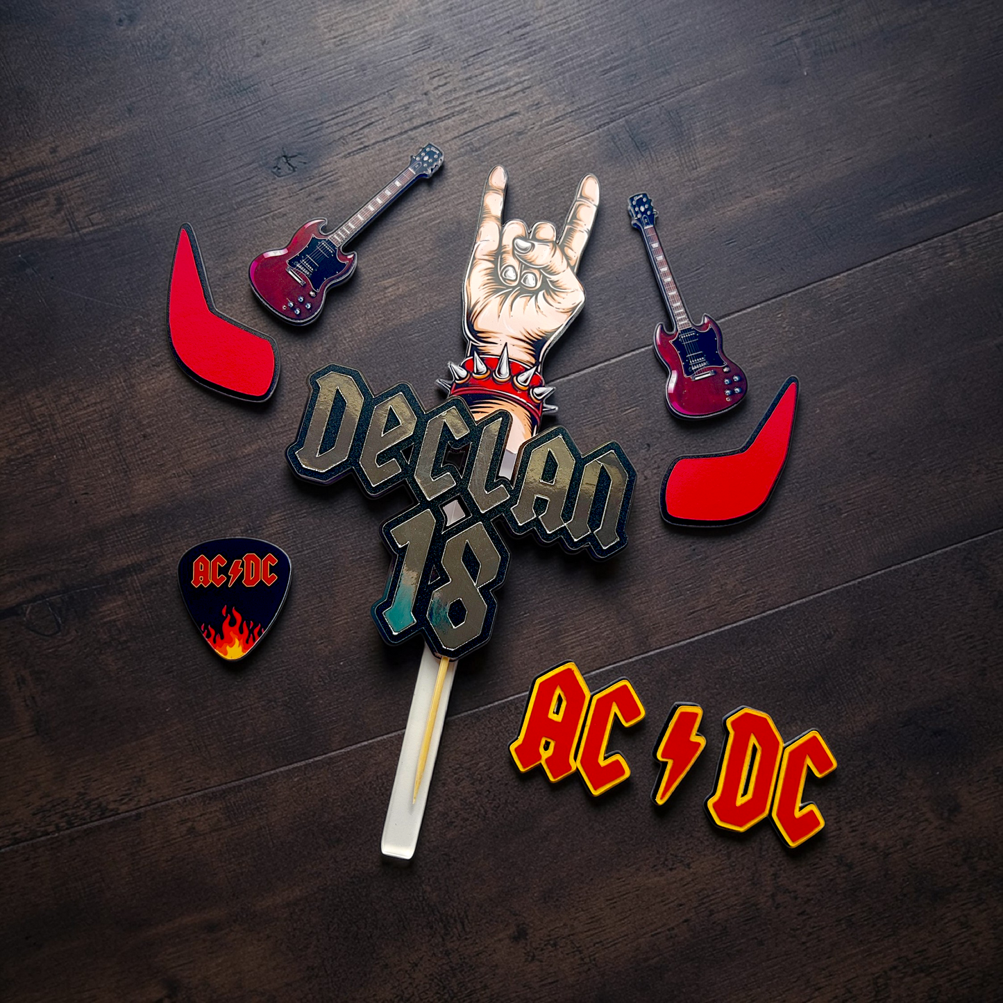 ACDC Inspired Cake Charms/Topper Set