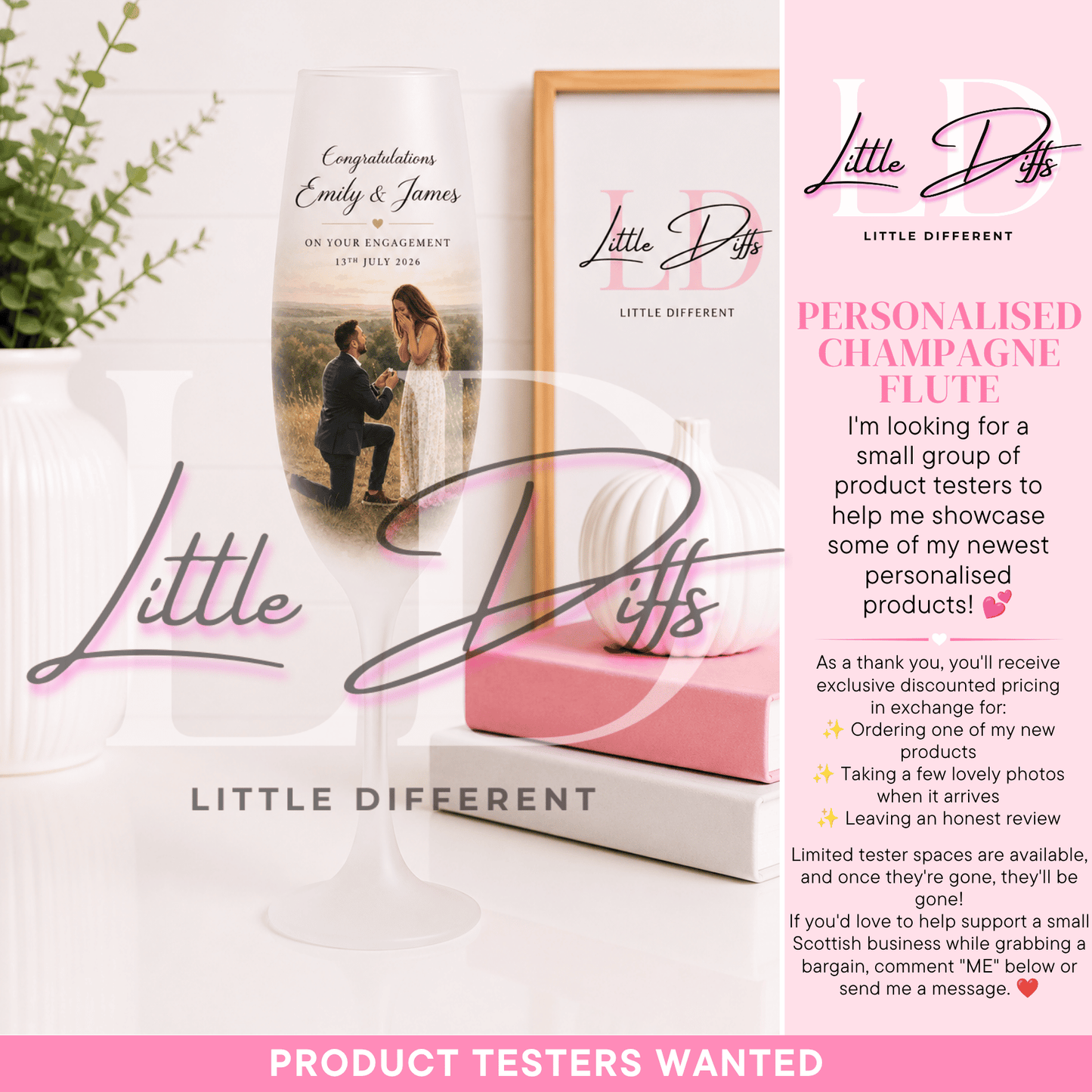 Personalised Engagement Champagne Flute – Congratulations Gift